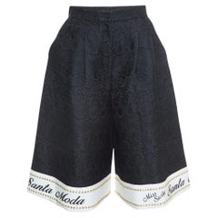 Dolce & Gabbana Black jacquard Logo Patterned Star Studded Culottes M