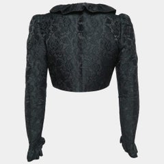 Dolce & Gabbana Black Jacquard Ruffled Bolero Jacket S