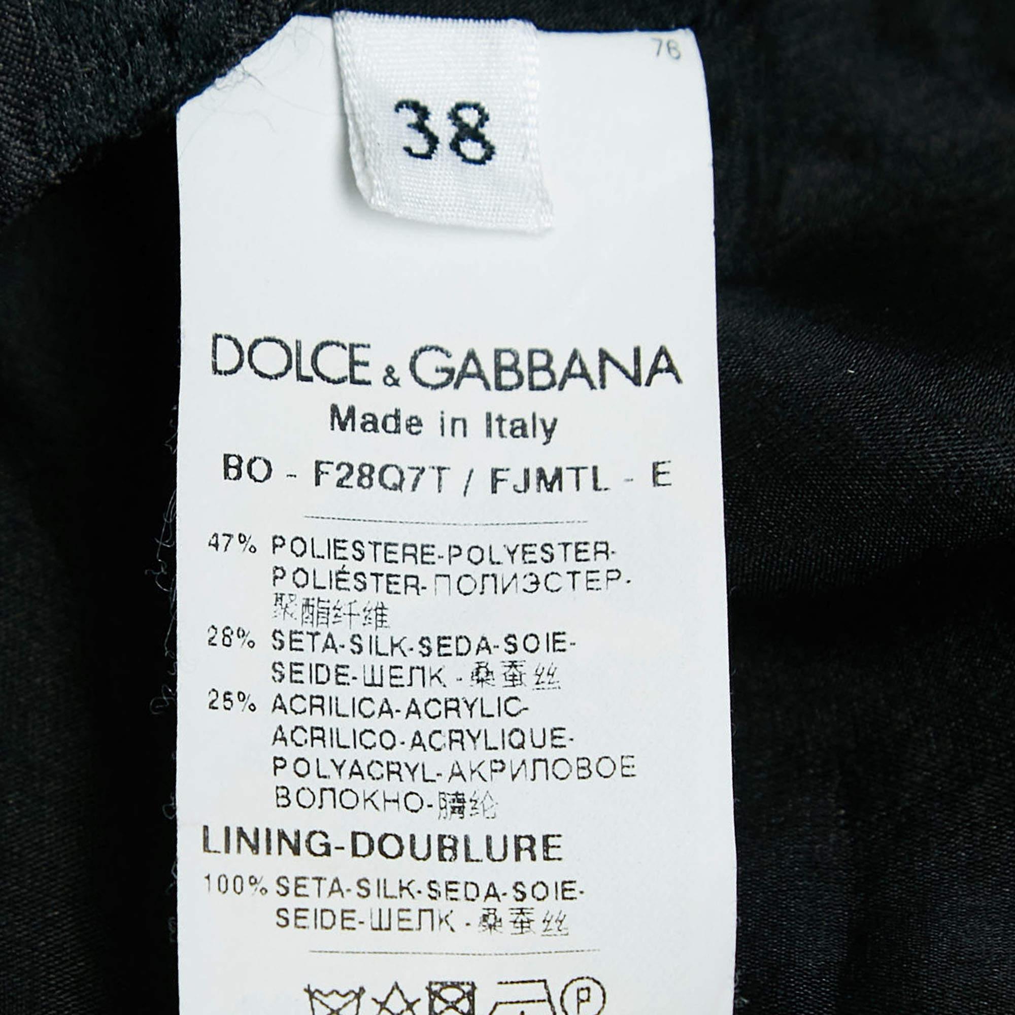 Dolce & Gabbana Black Jacquard Ruffled Bolero Jacket S 1