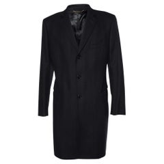 Dolce 
Gabbana Black Jacquard Wool 
Cashmere Coat XL