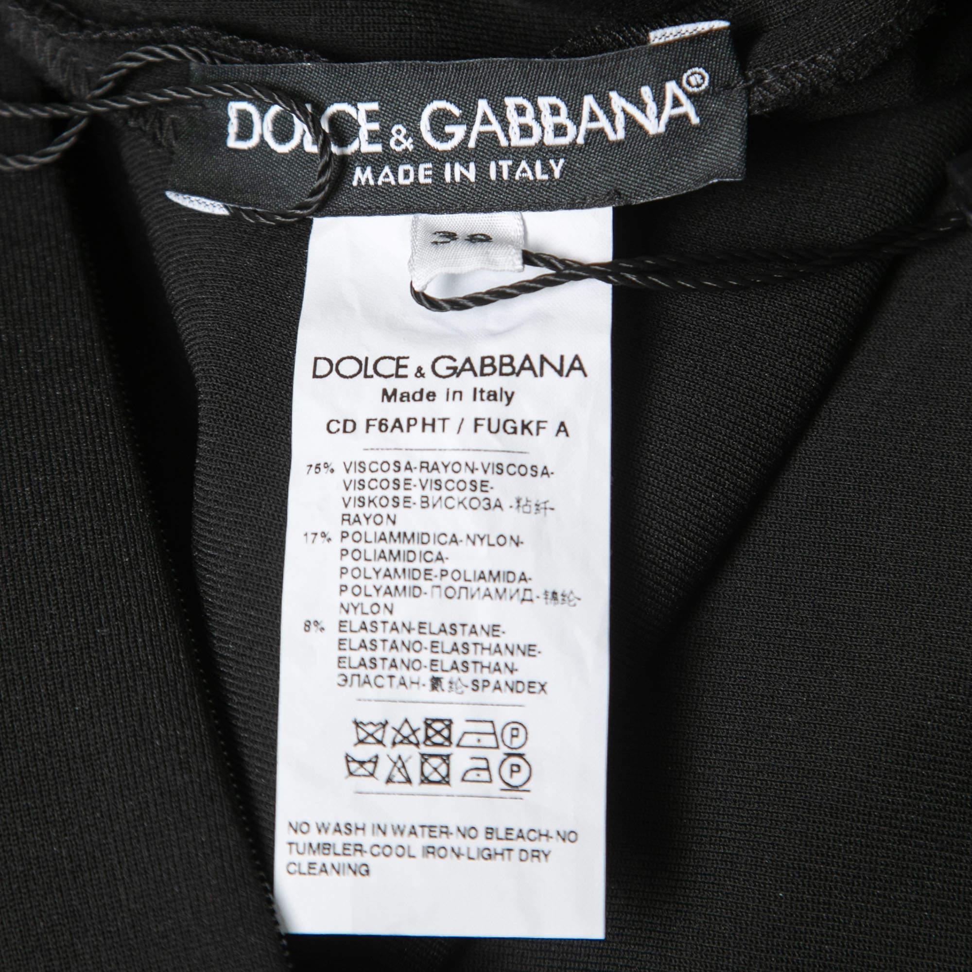 Dolce & Gabbana Black Jersey Cut-Out Detail Midi Dress S 1