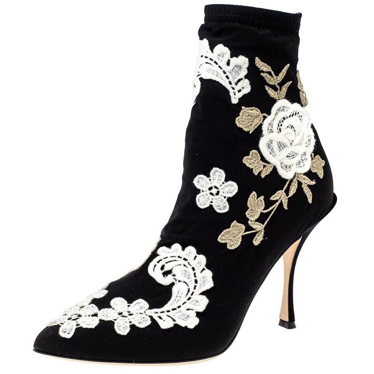 Dolce & Gabbana Black Stretch Stilettos Booties Socks Shoes main image 1