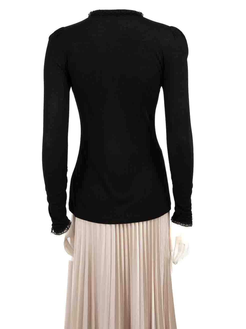 Dolce & Gabbana Black Jersey Lace Trim Top Size XS In Good Condition For Sale In London, GB