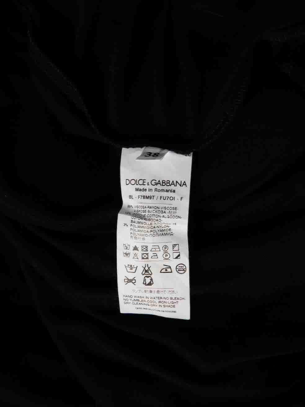 Dolce & Gabbana Top en jersey noir avec bordures en dentelle Taille XS Pour femmes en vente