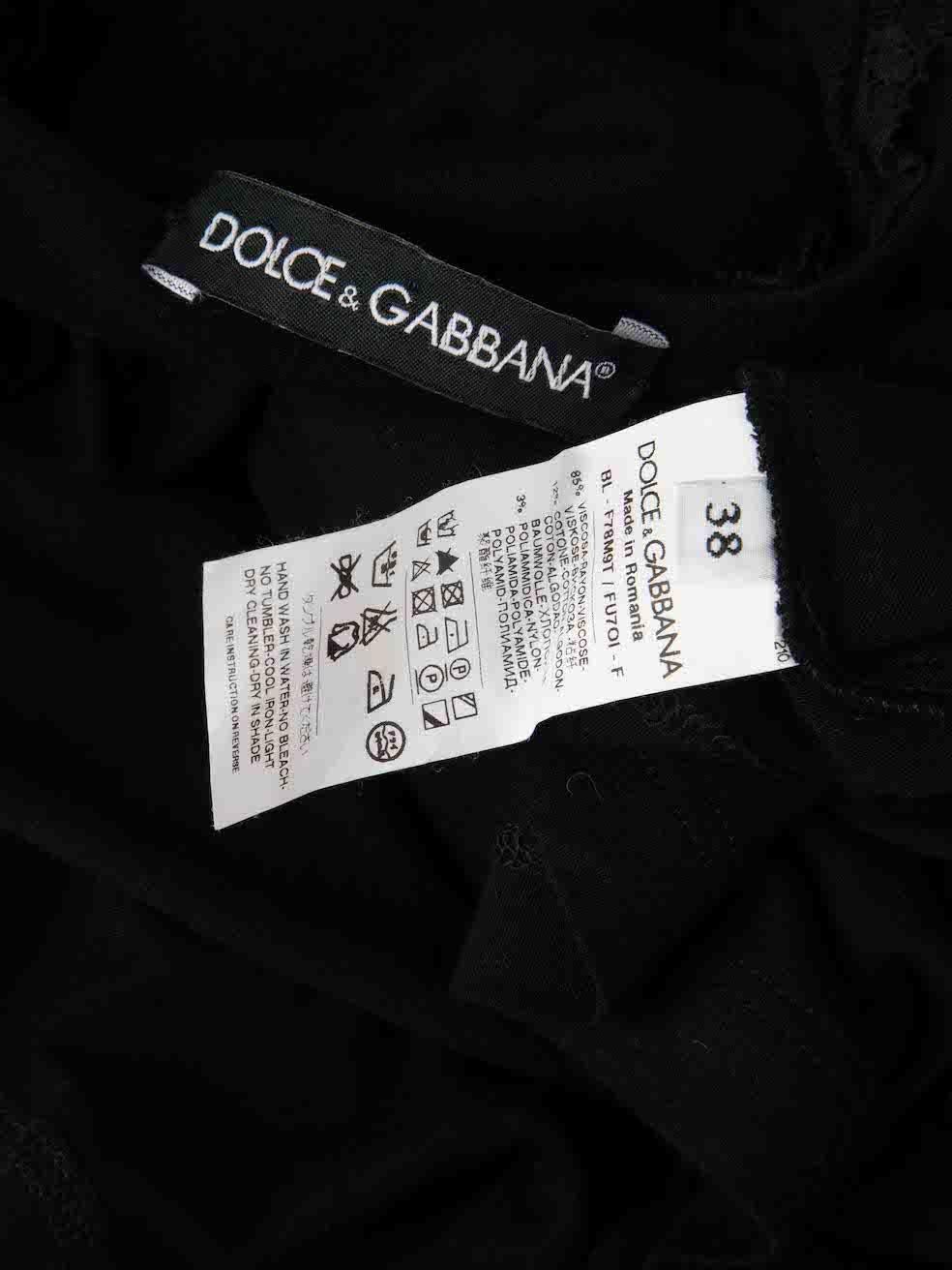 Dolce & Gabbana Schwarzes Jersey-Top mit Spitzenbesatz aus Jersey, Größe XS im Angebot 1