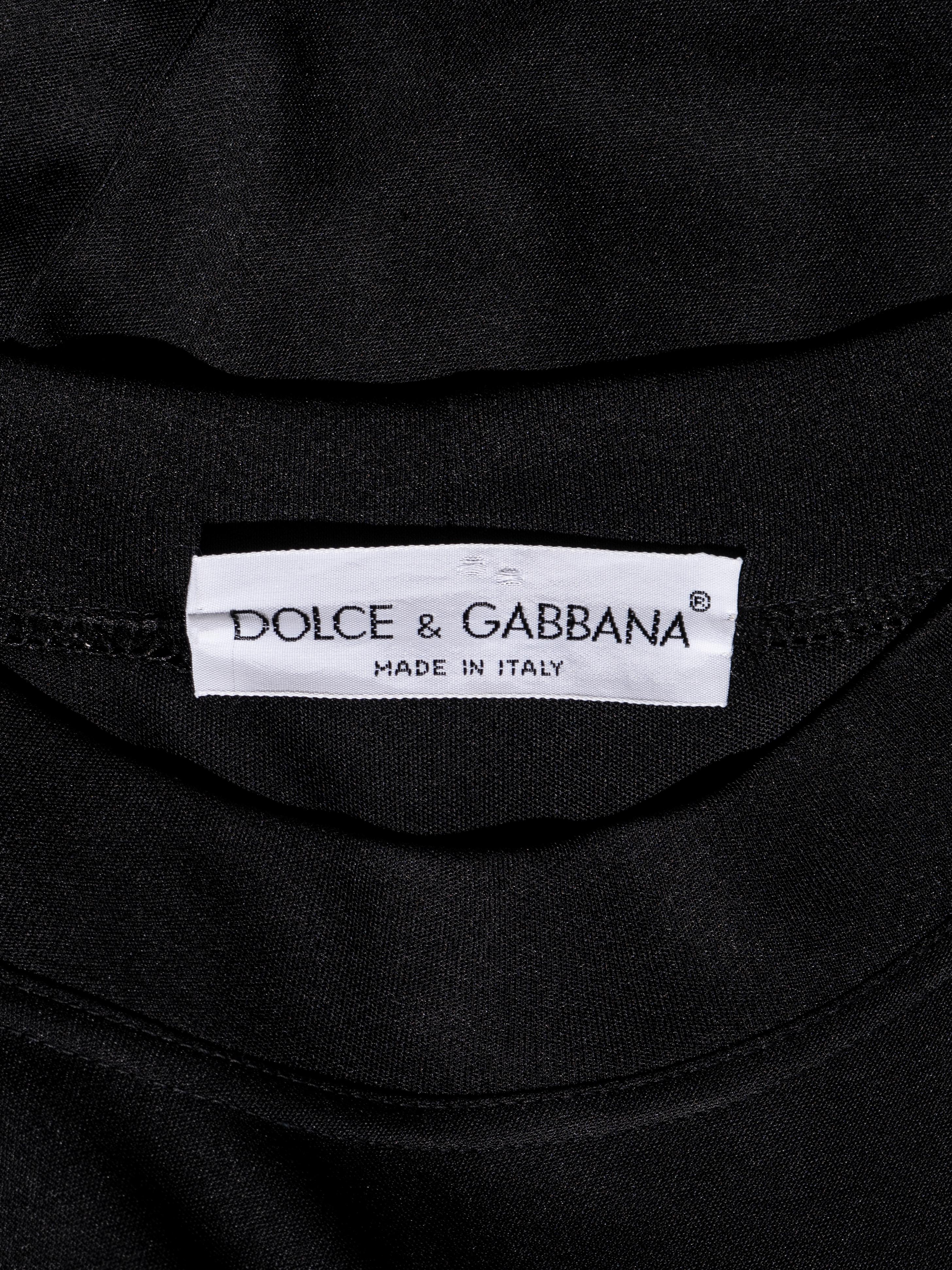 Dolce & Gabbana black jersey maxi dress with adjustable button closures, fw 1987 For Sale 5