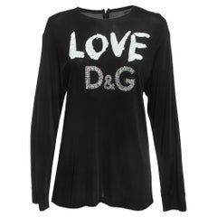 Dolce & Gabbana Black Jersey Sequined Top S