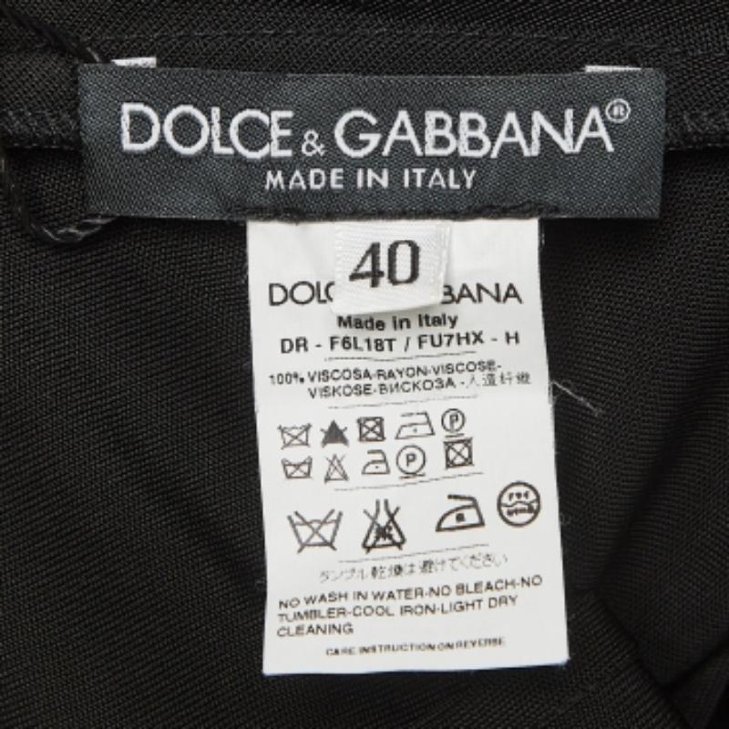 Dolce & Gabbana Vestido midi de punto negro con cuello en V S Negro en venta