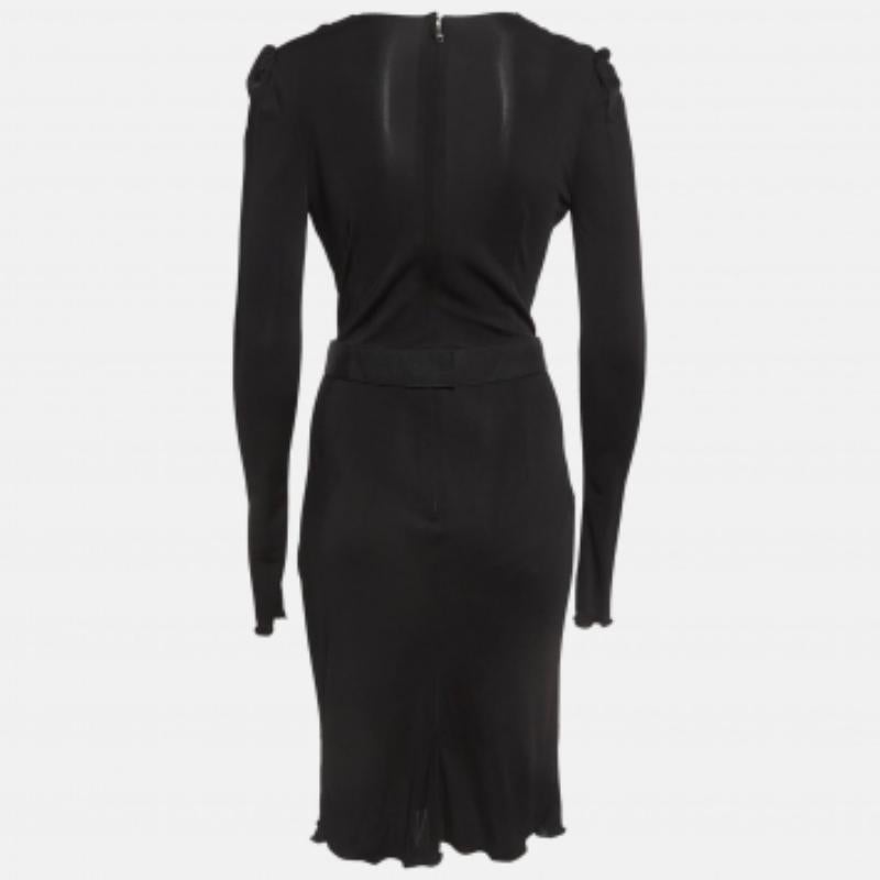 Dolce & Gabbana Vestido midi de punto negro con cuello en V S en venta 1
