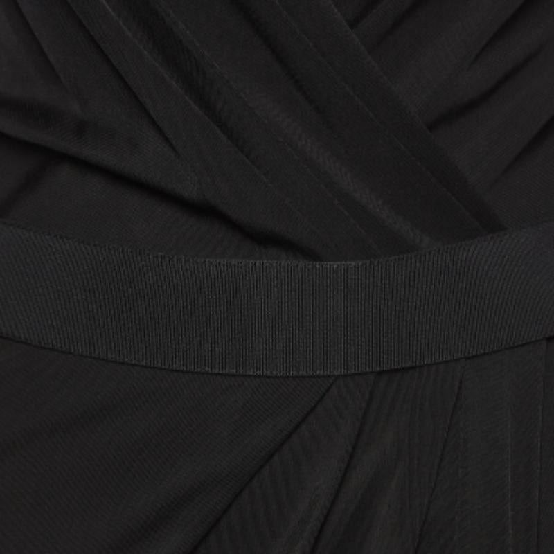 Dolce & Gabbana Vestido midi de punto negro con cuello en V S en venta 2