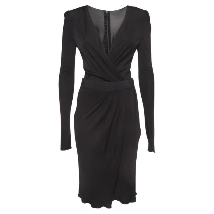 Dolce & Gabbana Schwarzes Midikleid mit V-Ausschnitt aus Jersey S