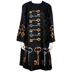 Dolce & Gabbana Black Key Printed Jacquard Coat M