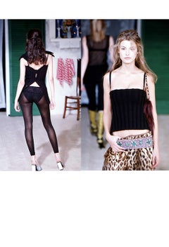 Dolce & Gabbana Black Knit Corset Top With Attached Bra 1999