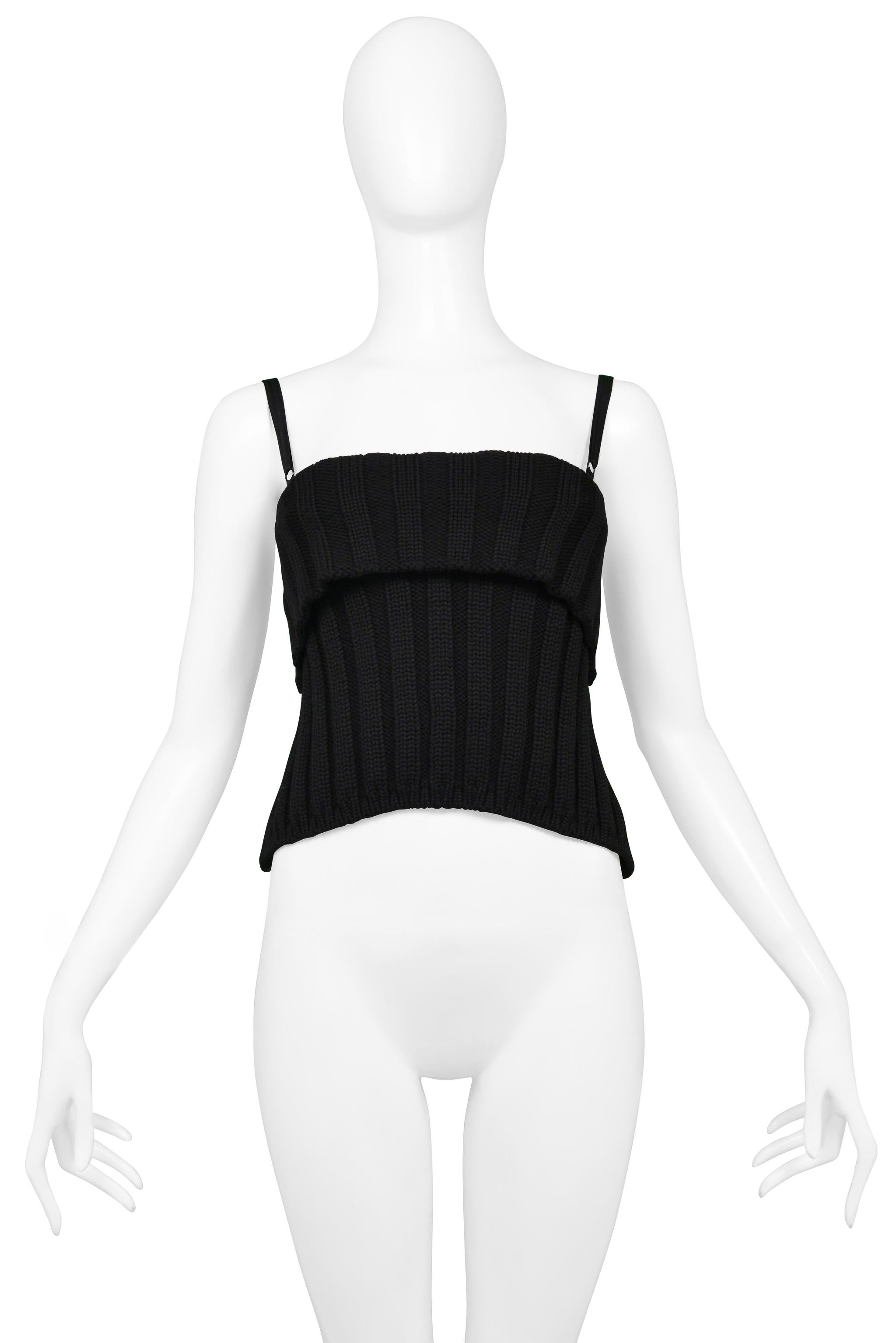 Dolce & Gabbana Black Knit Corset Top With Attached Bra 1999 In Excellent Condition In Los Angeles, CA
