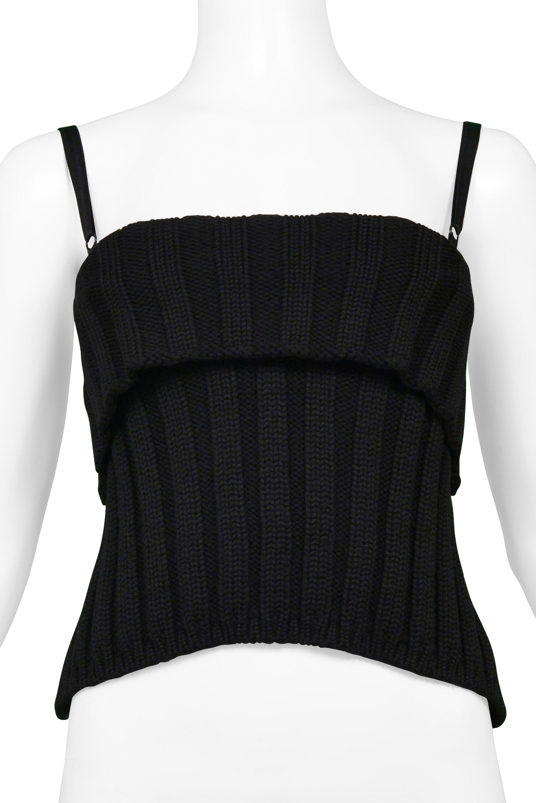 Women's Dolce & Gabbana Black Knit Corset Top With Attached Bra 1999