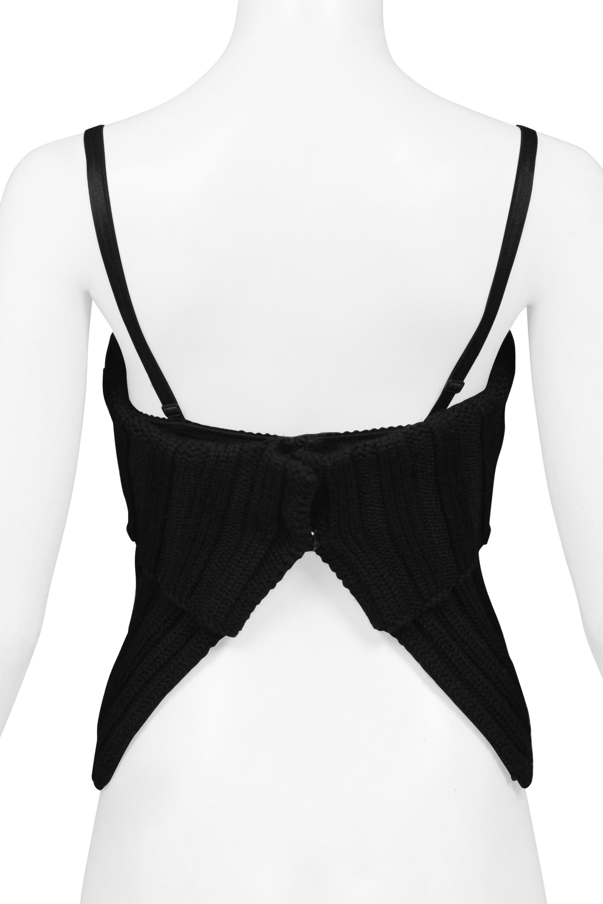 Dolce & Gabbana Black Knit Corset Top With Attached Bra 1999 2