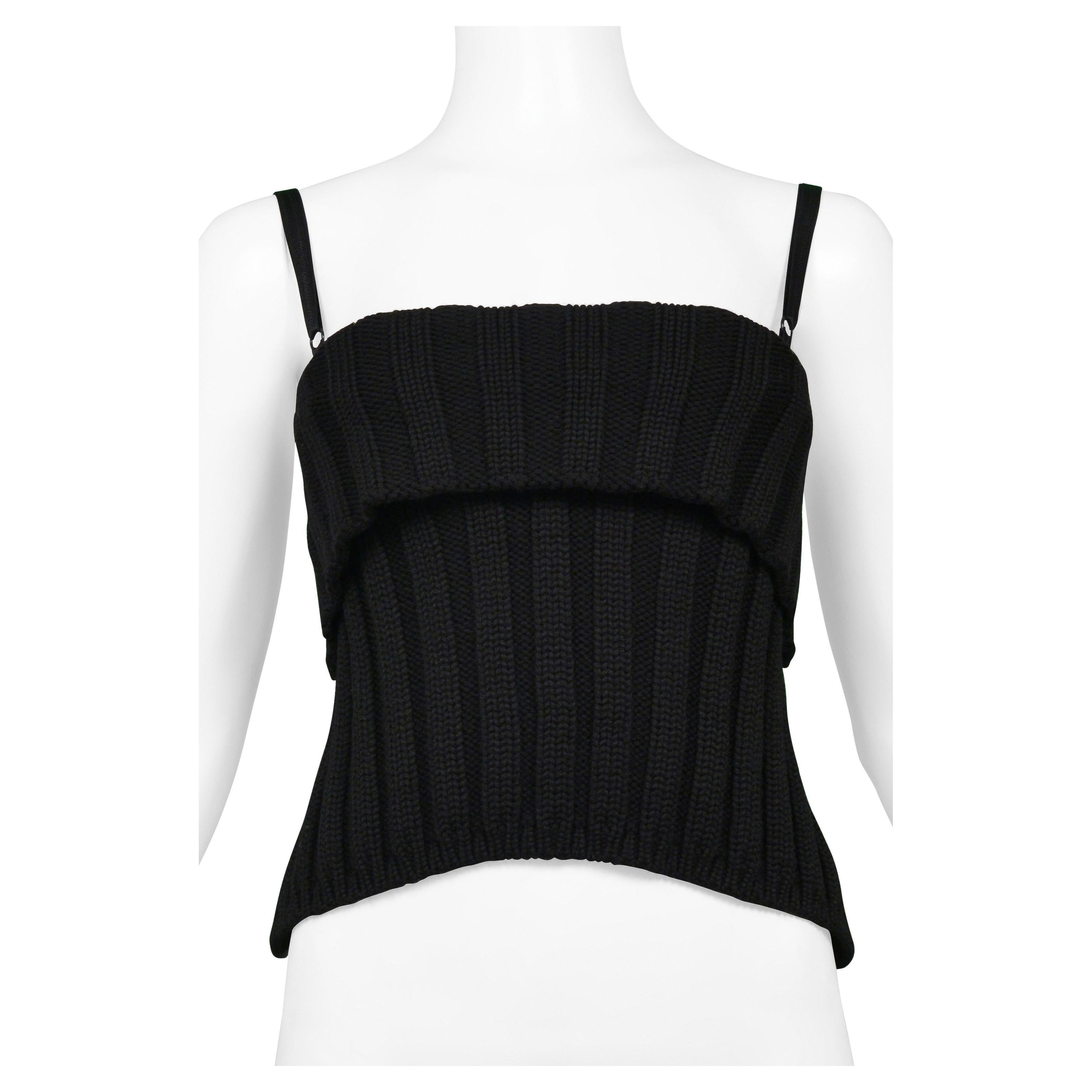 Dolce & Gabbana Black Knit Corset Top With Attached Bra 1999