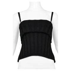 Vintage Dolce & Gabbana Black Knit Corset Top With Attached Bra 1999