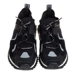 Dolce & Gabbana Black Knit Fabric And Suede Sorrento Sneakers Size 44