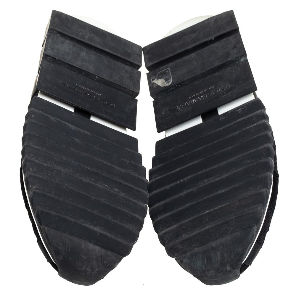 Dolce & Gabbana Black Knit Fabric And Suede Sorrento Sneakers Size 44 In Good Condition In Dubai, Al Qouz 2
