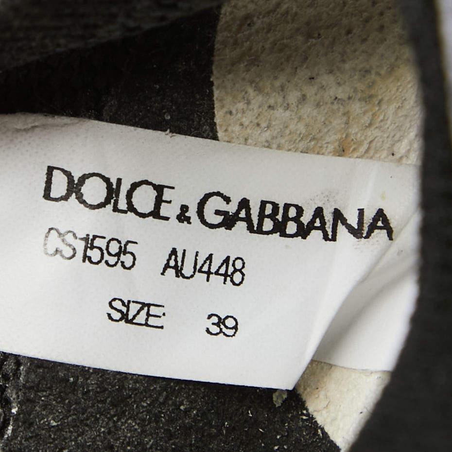 Dolce & Gabbana Black Knit Fabric Crown Print Sorrento Sneakers Size 39 4