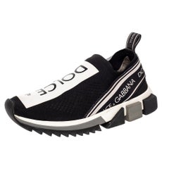 Dolce & Gabbana Black Knit Fabric Sorrento Slip On Sneakers Size 36