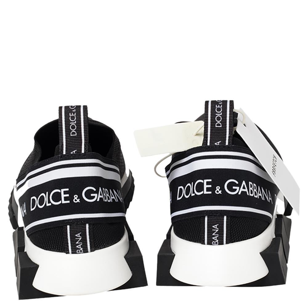 Dolce & Gabbana Black Knit Fabric Sorrento Slip On Sneakers Size 41.5 3
