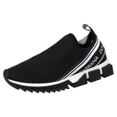 Dolce & Gabbana Black Knit Fabric Sorrento Slip On Sneakers Size 41.5