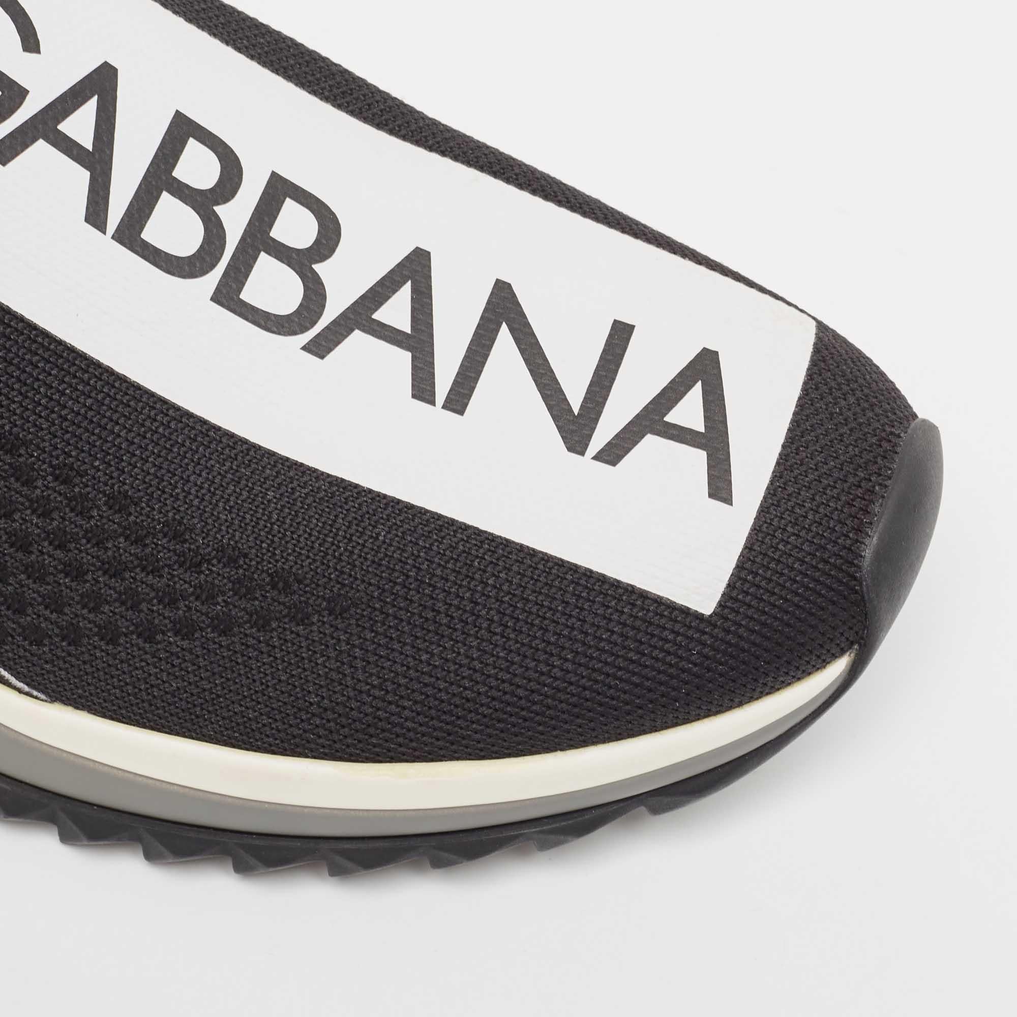 Dolce & Gabbana Black Knit Fabric Sorrento Sneakers Size 38 For Sale 2