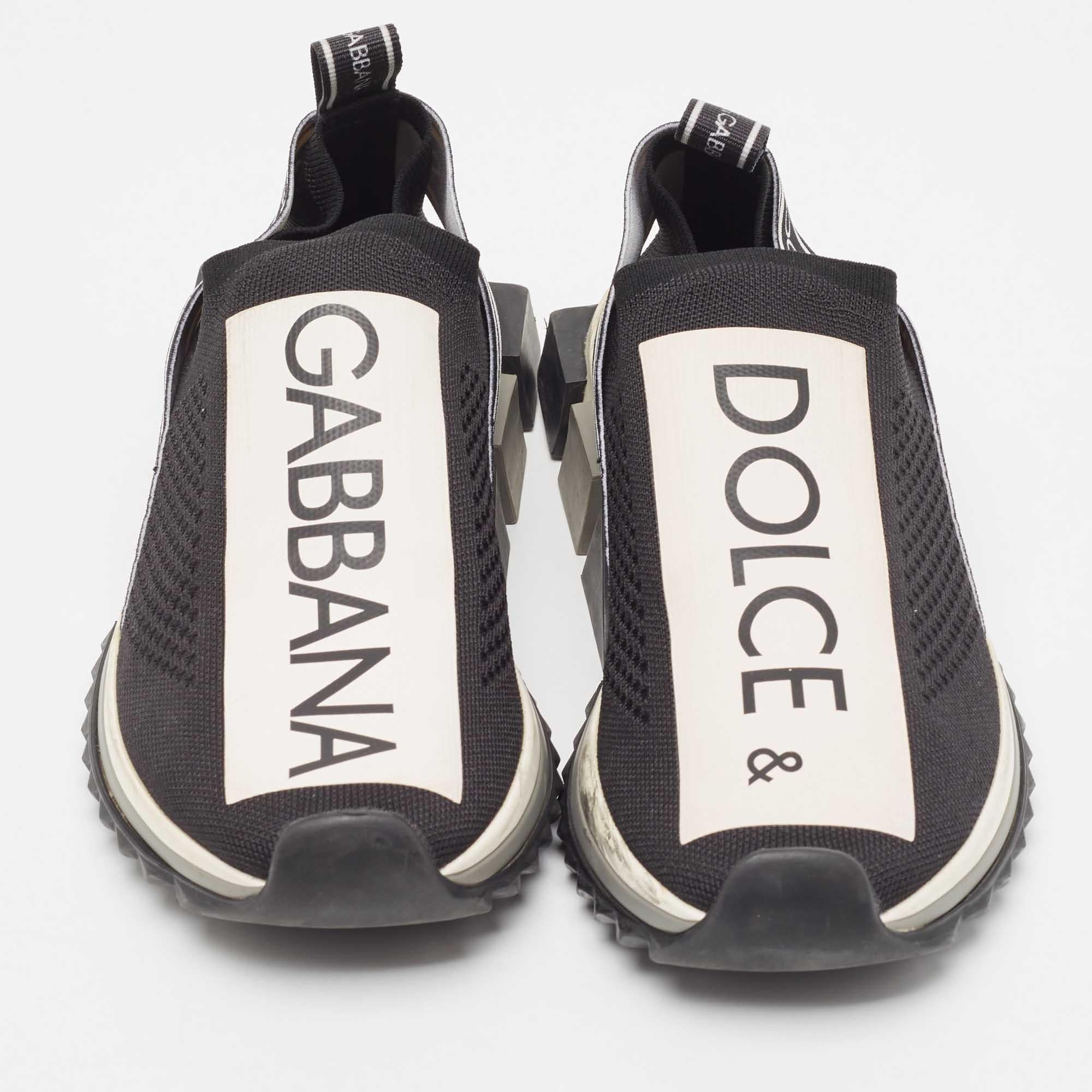 Women's Dolce & Gabbana Black Knit Fabric Sorrento Sneakers Size 39