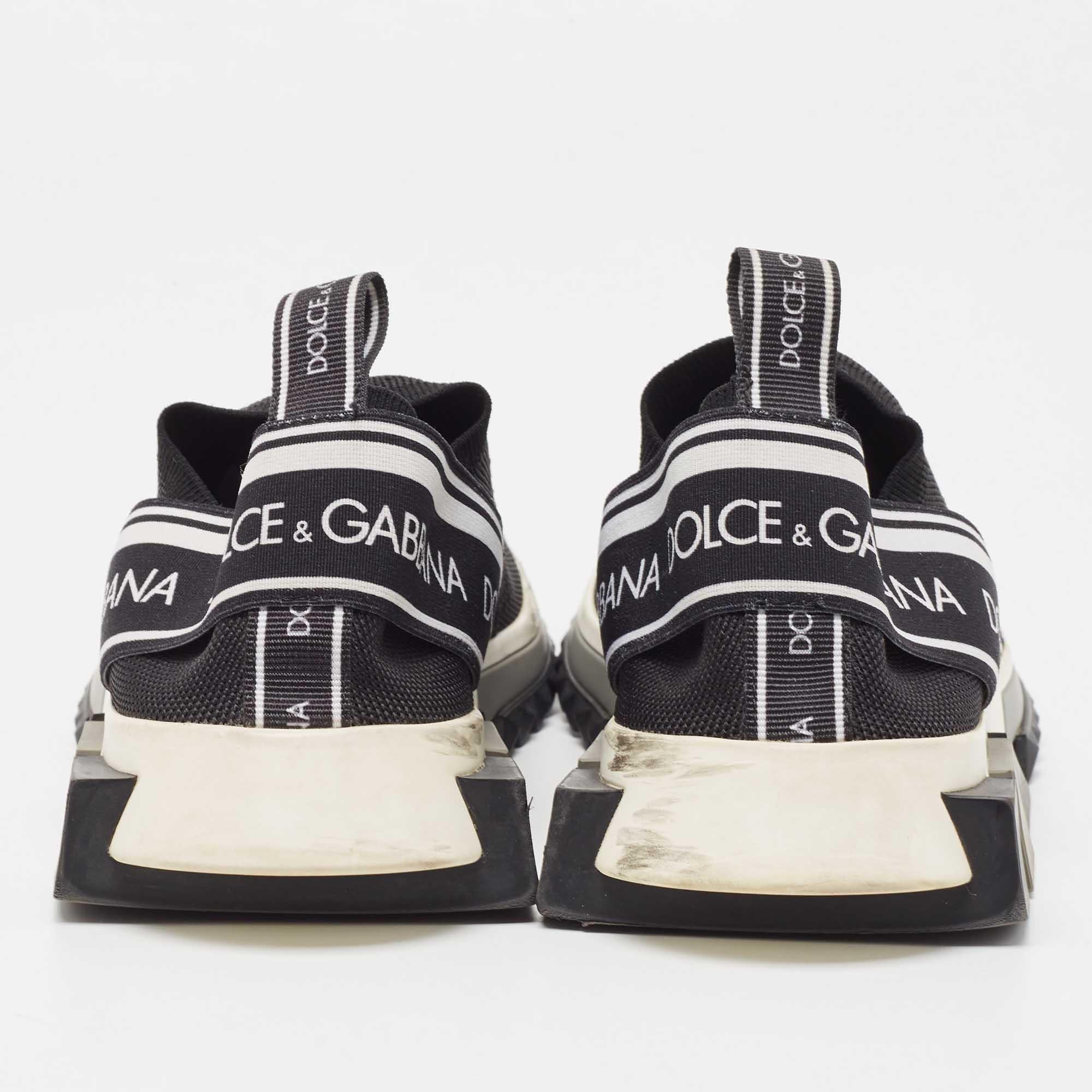 Dolce & Gabbana Black Knit Fabric Sorrento Sneakers Size 39 1