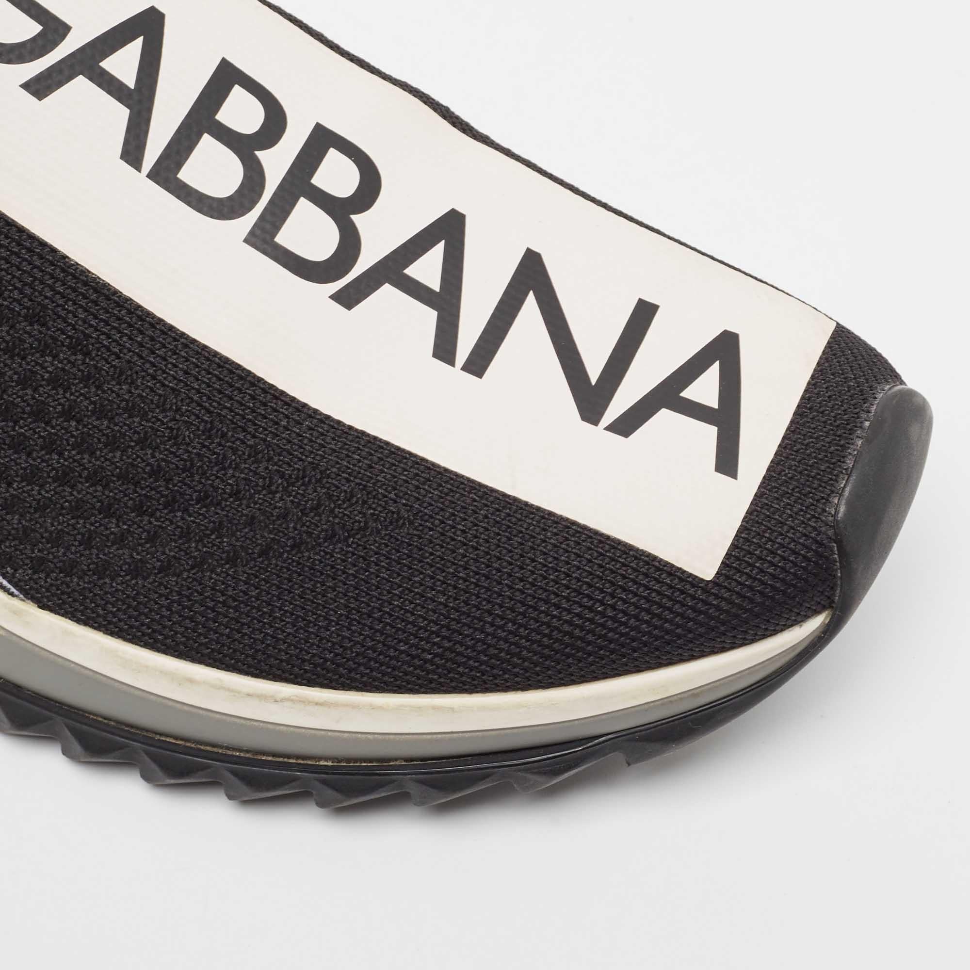 Dolce & Gabbana Black Knit Fabric Sorrento Sneakers Size 39 3