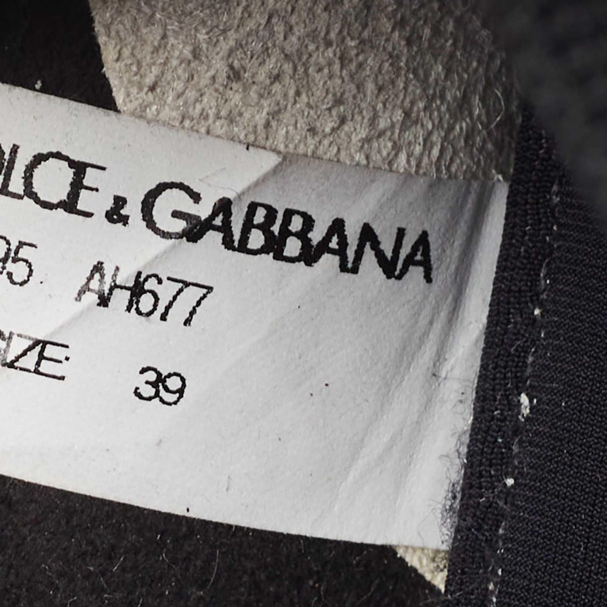 Dolce & Gabbana Black Knit Fabric Sorrento Sneakers Size 39 For Sale 4