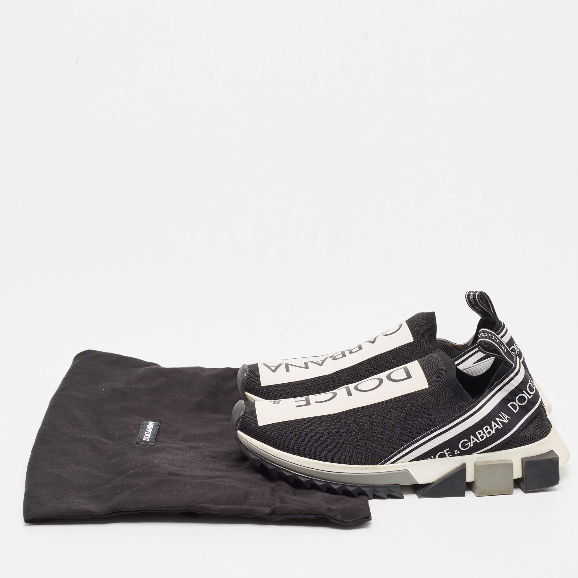 Dolce & Gabbana Black Knit Fabric Sorrento Sneakers Size 39 5
