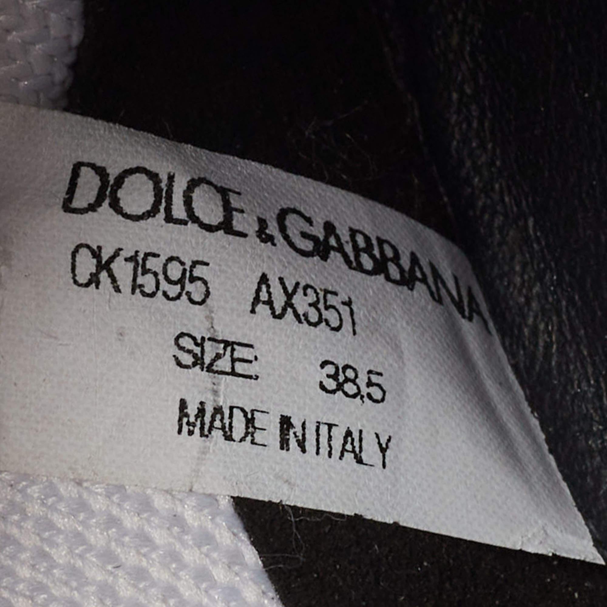 Dolce & Gabbana Black Knit Fabric Tropical Rose Print Sorrento Slip On Sneakers  2