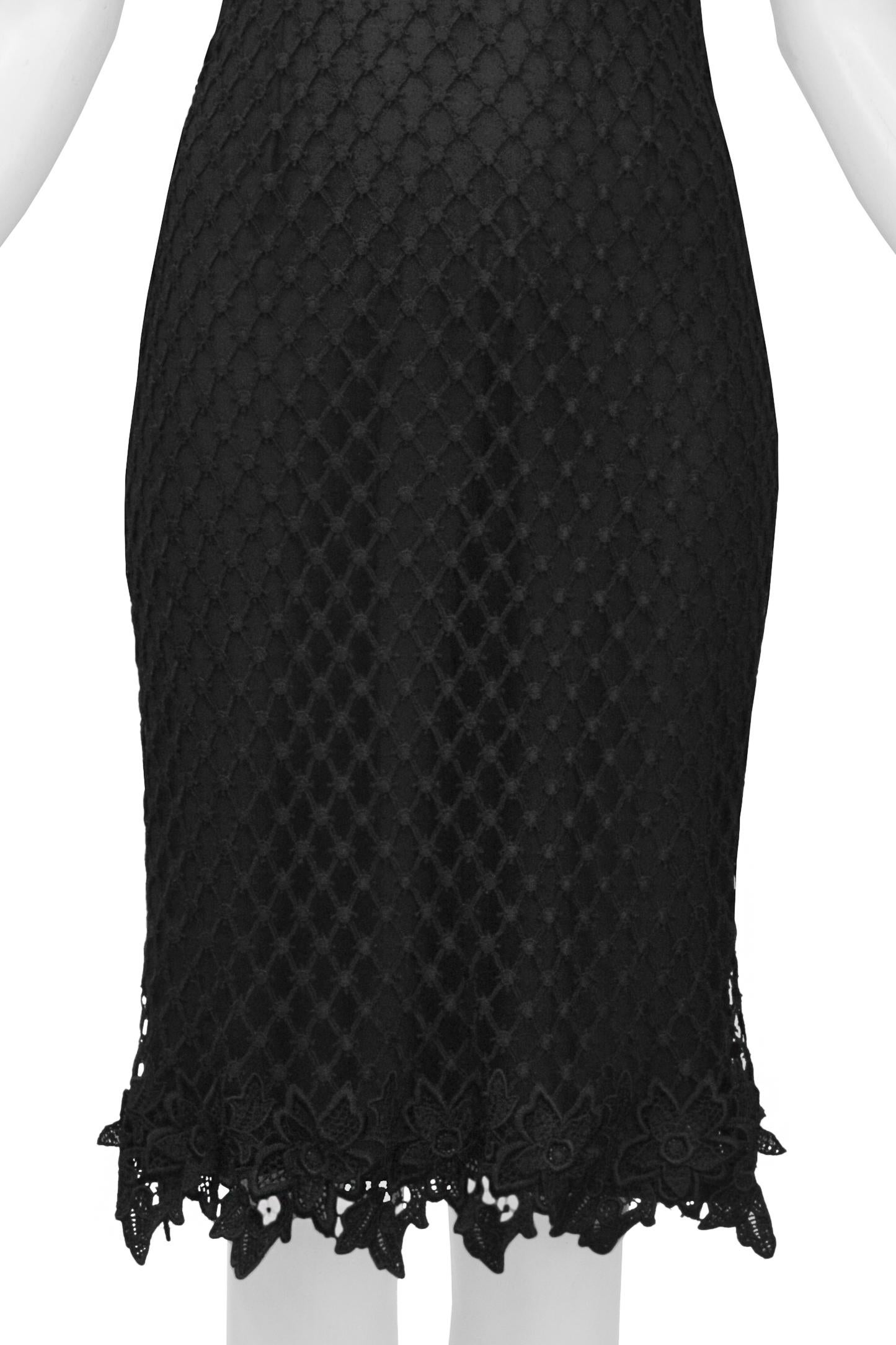 Women's Dolce & Gabbana Black Knit Fishnet Slip Dress 1990s