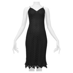 Dolce & Gabbana Black Knit Fishnet Slip Dress 1990s
