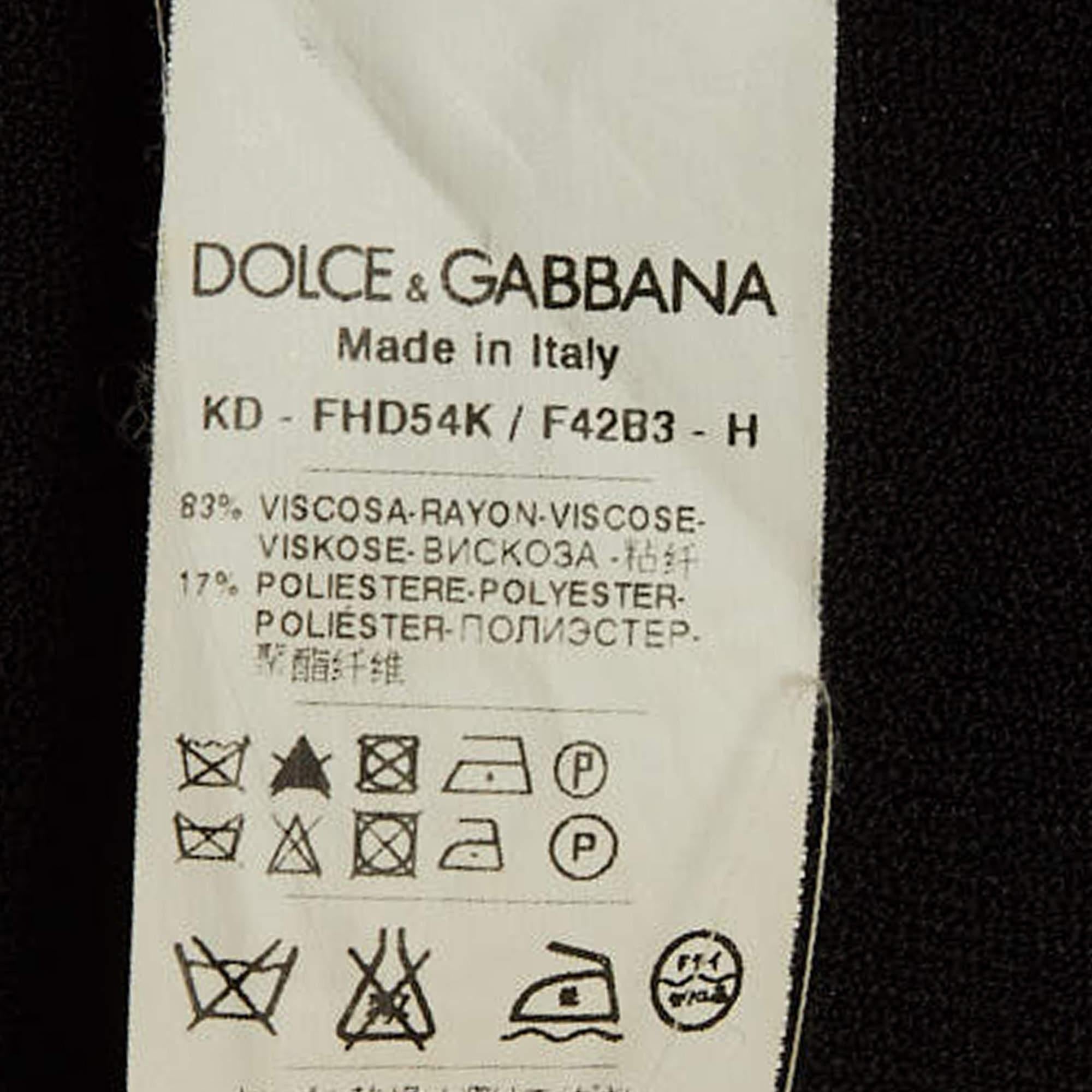 Dolce & Gabbana - Mini robe évasée sans manches en tricot noir XS Pour femmes en vente