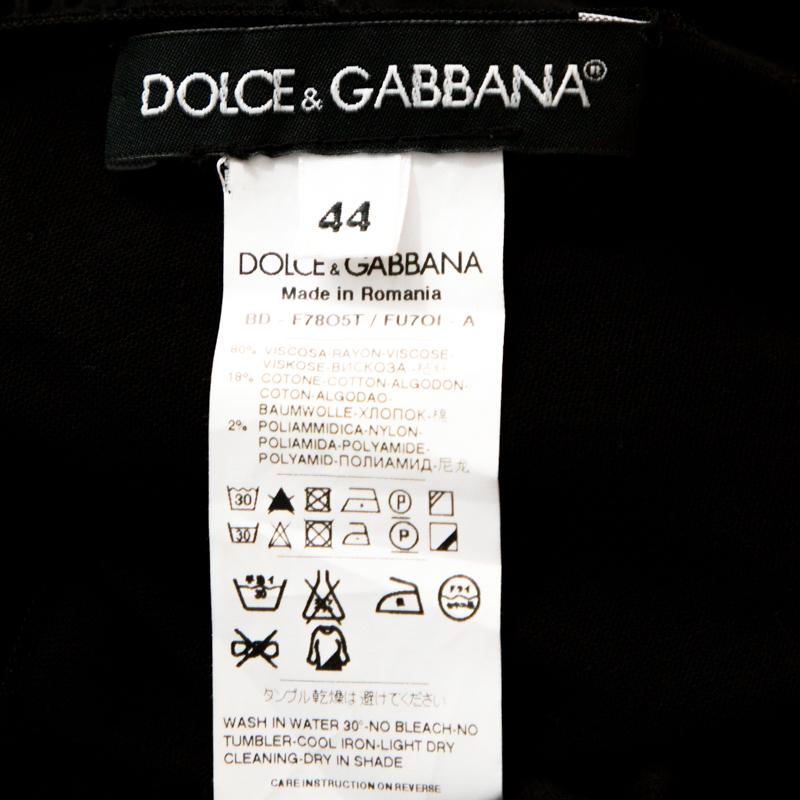 Women's Dolce & Gabbana Black Knit Lace Trim Detail Mini Dress M