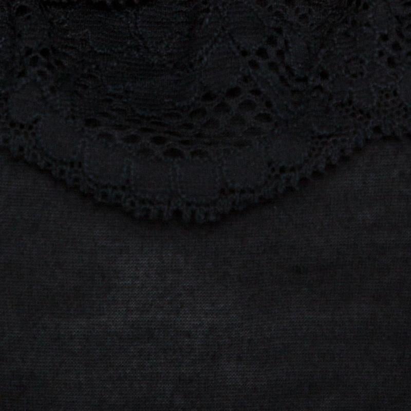 Dolce & Gabbana Black Knit Lace Trim Detail Mini Dress M 1
