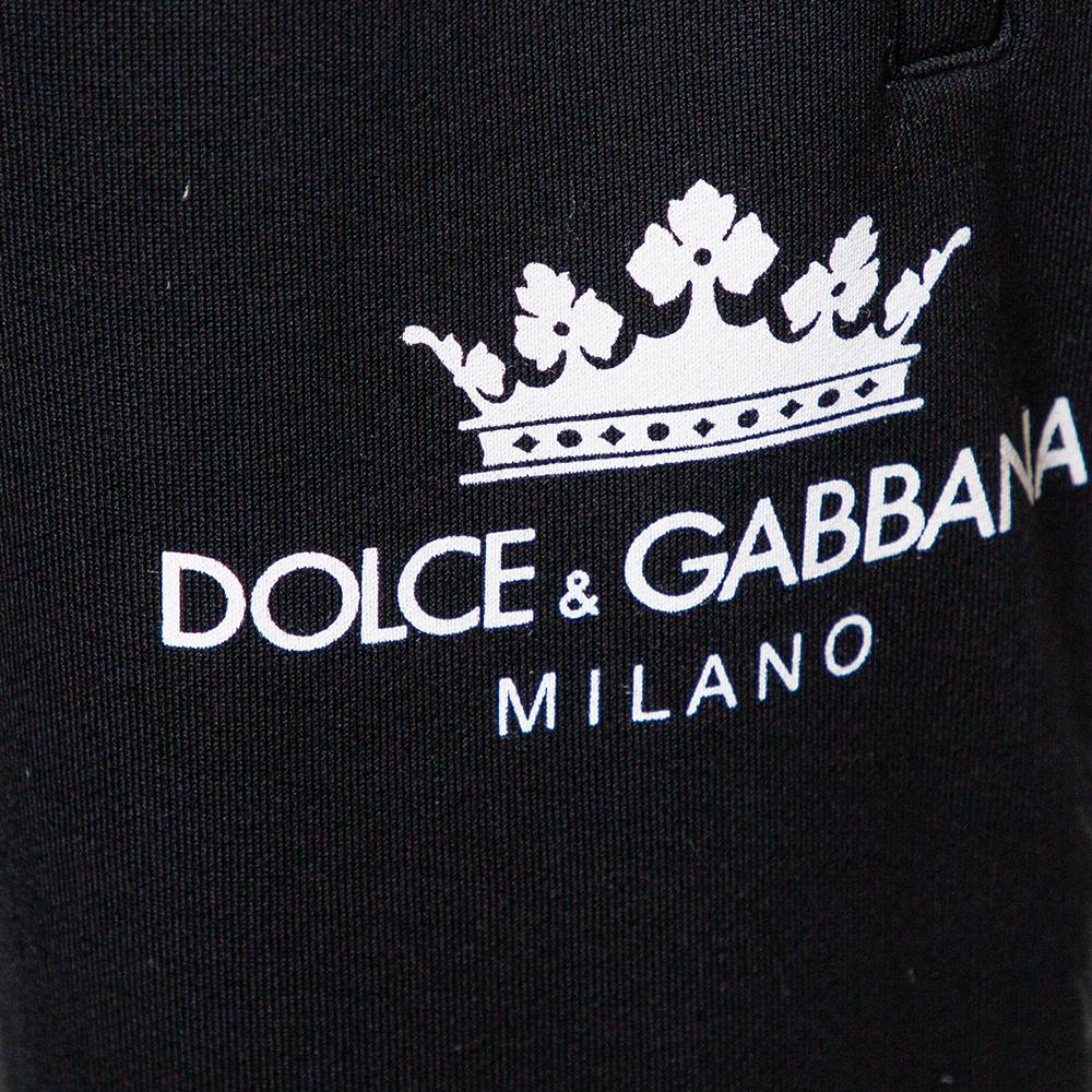 Dolce & Gabbana Black Knit Striped Trim Detail Track Pants S In New Condition In Dubai, Al Qouz 2