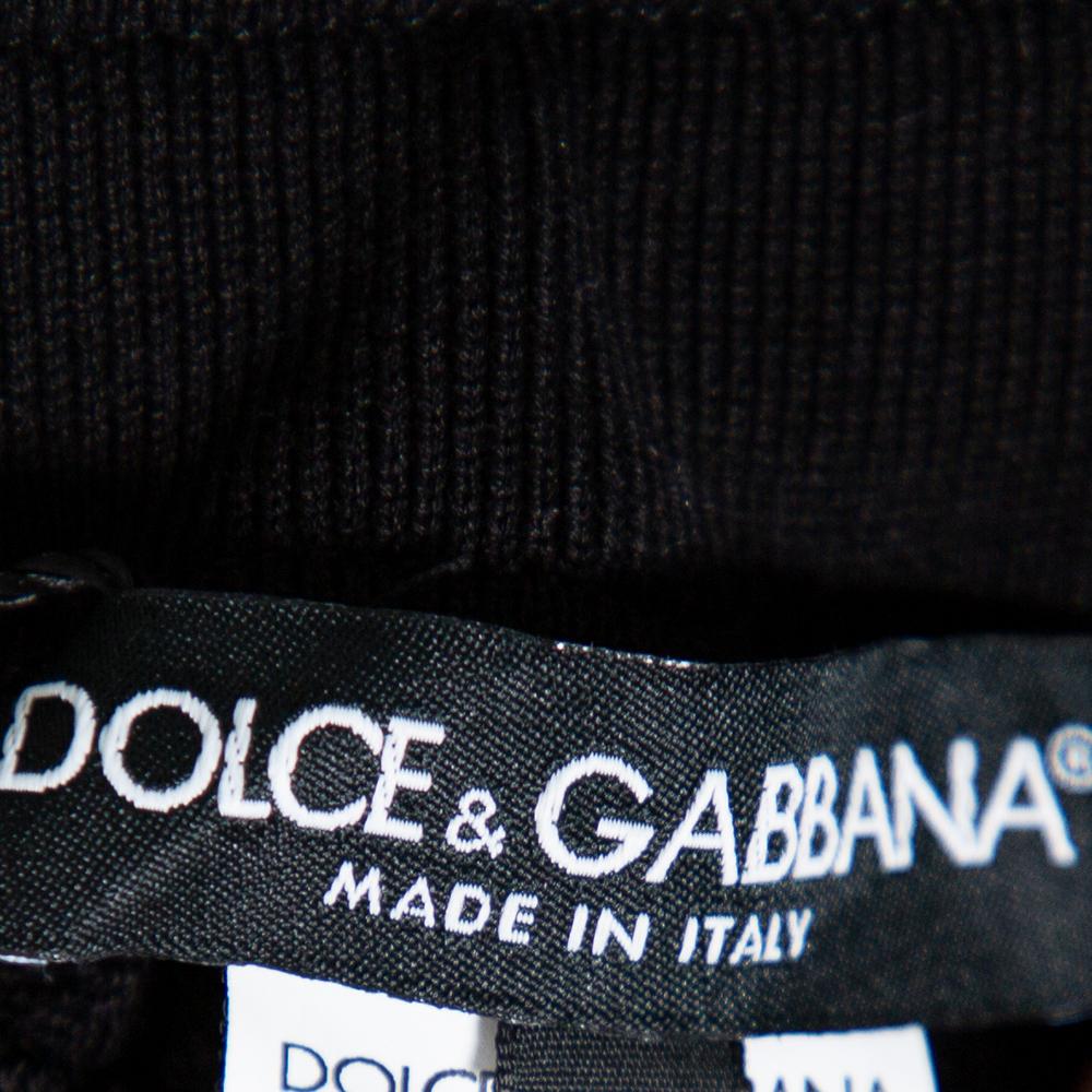 Men's Dolce & Gabbana Black Knit Striped Trim Detail Track Pants S
