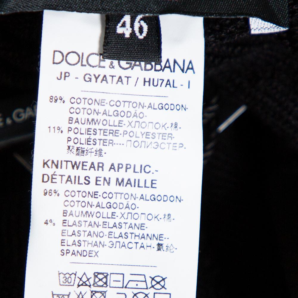 Dolce & Gabbana Black Knit Striped Trim Detail Track Pants S 1