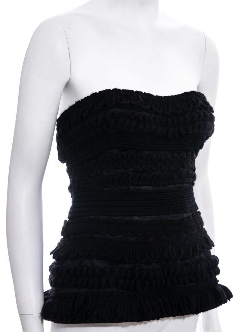 Dolce and Gabbana black knitted wool strapless corset, fw 2010 For Sale ...