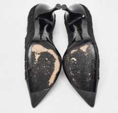 Dolce & Gabbana Black Lace And Leather Crochet Pointed Toe Pumps Size 39