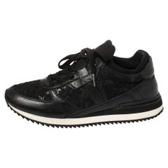 Dolce 
Gabbana Black Lace And Leather Low Top Sneakers Size 38.5