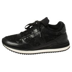 Dolce & Gabbana Black Lace And Leather Low Top Sneakers Size 38.5