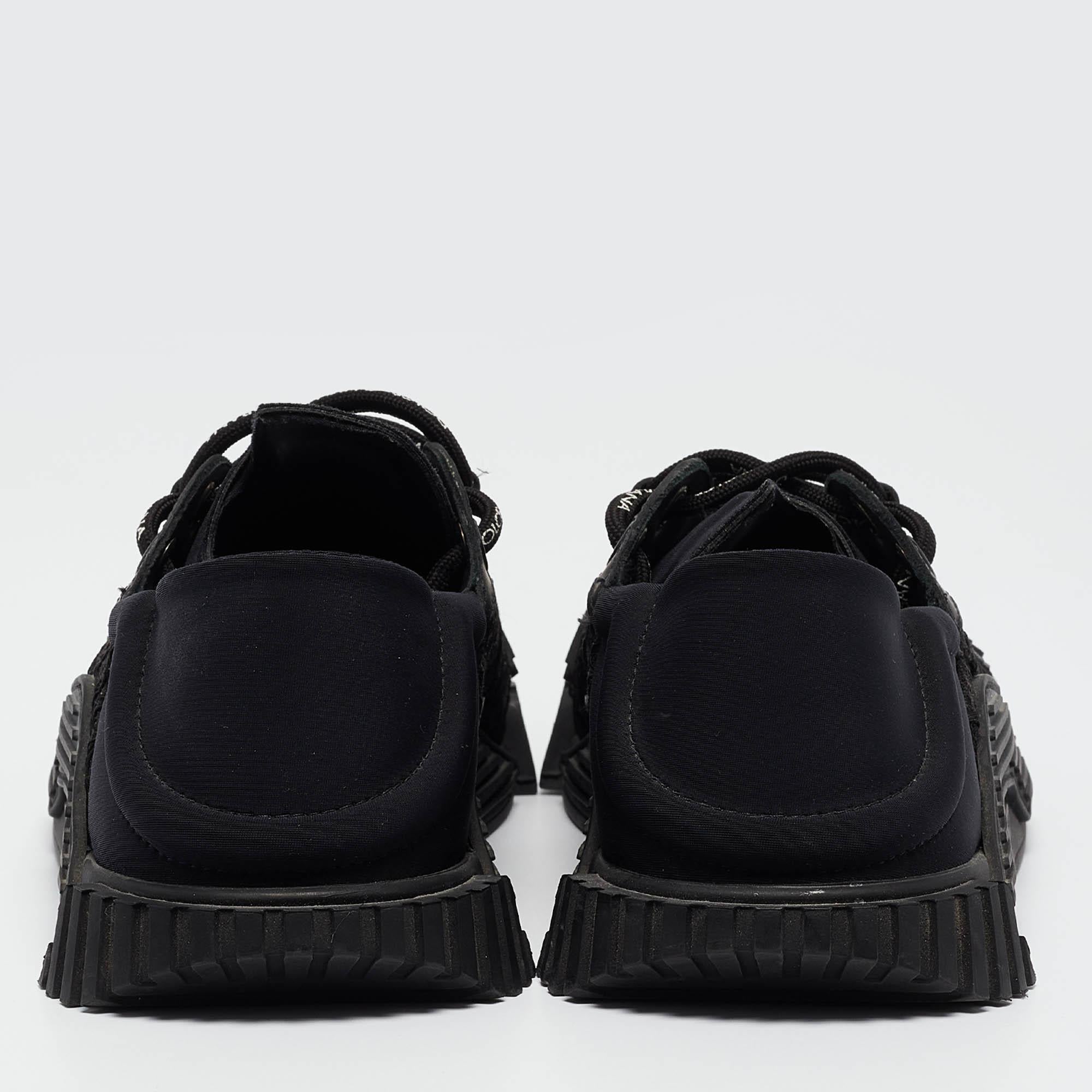 Dolce & Gabbana Black Lace and Neoprene Ns1 Sneakers Size 41 For Sale 1