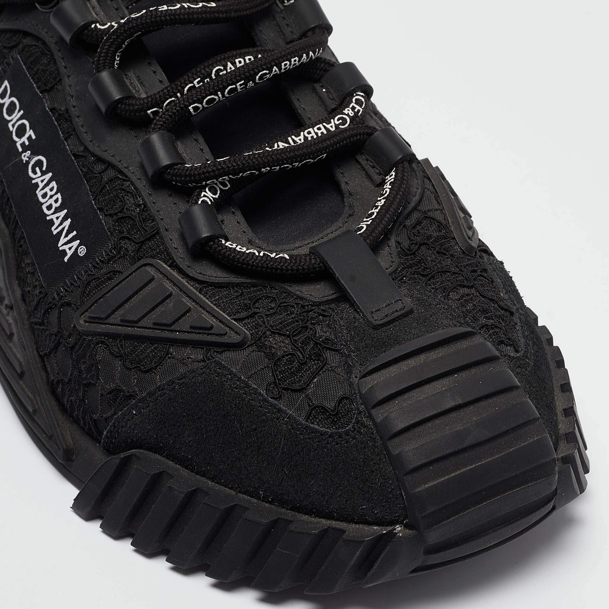 Dolce & Gabbana Black Lace and Neoprene Ns1 Sneakers Size 41 For Sale 3