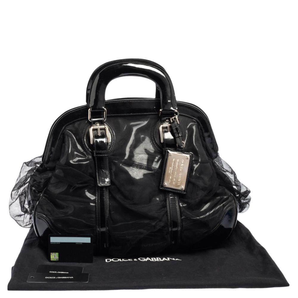 Dolce & Gabbana Black Lace and Patent Leather Miss Romantique Dome Satchel 7